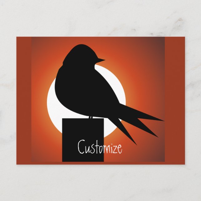 Postal Silueta de pájaro negro Sol Thunder_Cove (Anverso)