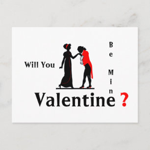 Postal Silueta de pareja del Día de San Valentín retro