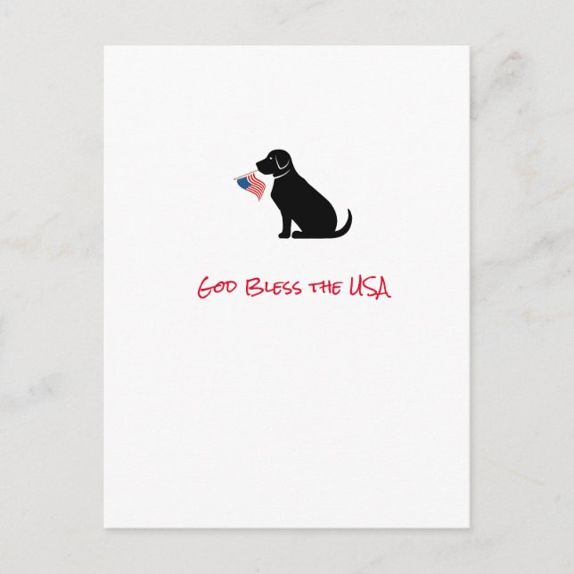 Postal Silueta de perro Labrador Retriever negro patrióti (Anverso)