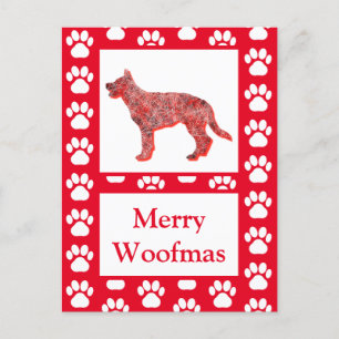 Postal Silueta de perro pastor alemán navidad de moras ro