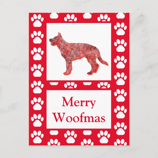 Postal Silueta de perro pastor alemán navidad de moras ro (Anverso)