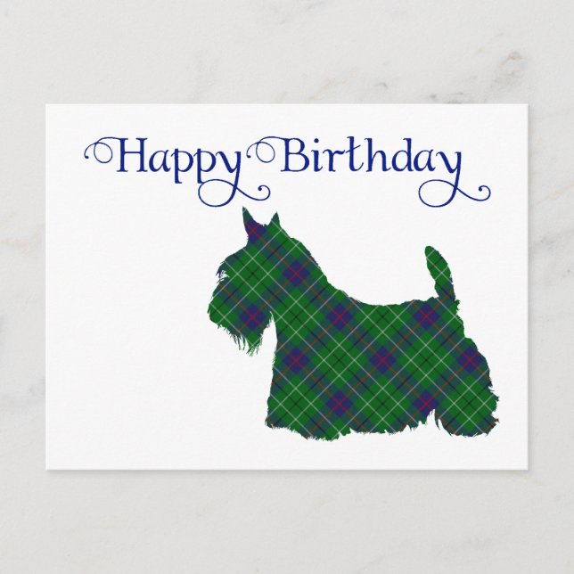 Postal Silueta de Terrier Escocés con Tartán (Anverso)