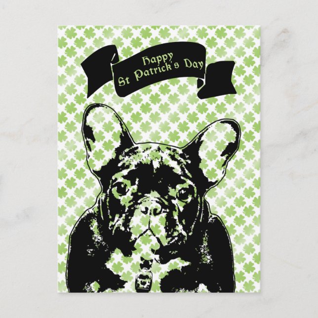 Postal Silueta del Bulldog francés de St Patricks (Anverso)