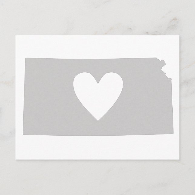 Postal Silueta del estado de Kansas corazón (Anverso)
