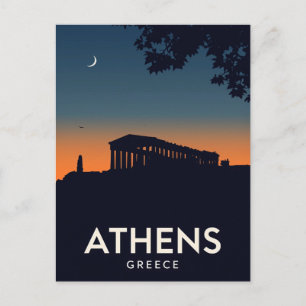 Postal Silueta del Partenón en Atenas Grecia