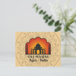 Postal Silueta del Taj Mahal Floral Mandala