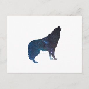 Postal Silueta del universo del lobo - Elegir color de fo