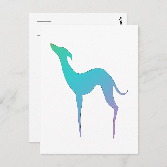 Postal Silueta elegante del perro blanco de los gritos de (Anverso / Reverso)