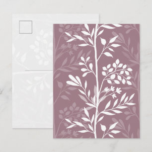 Postal Silueta floral elegante rosa malva minimalista