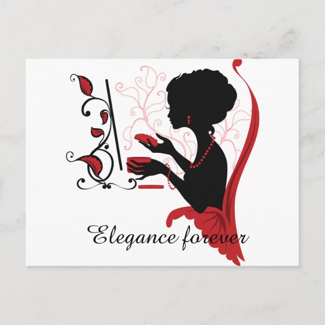 Postal Silueta gráfica de una mujer elegante (Anverso)