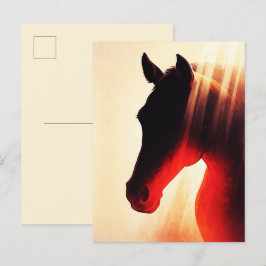 Postal Silueta majestuosa de caballo resplandor del amane