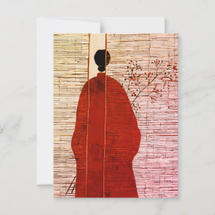 Postal Silueta moderna inspirada en Japón con bayas