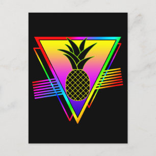 Postal Silueta Moderna Retro Piña Fruta de Verano
