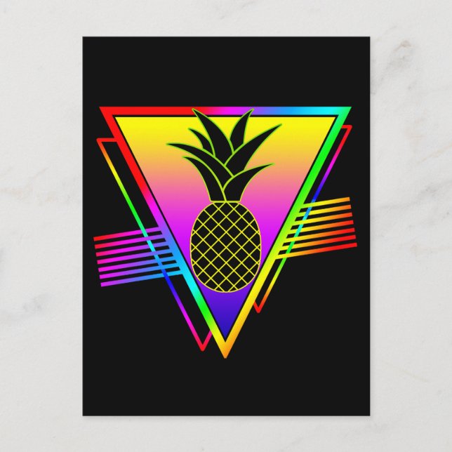 Postal Silueta Moderna Retro Piña Fruta de Verano (Anverso)