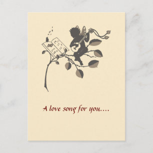 Postal Silueta musical del ángel del vintage