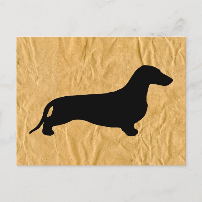 Postal Silueta negra de Dachshund + tus ideas (Anverso)