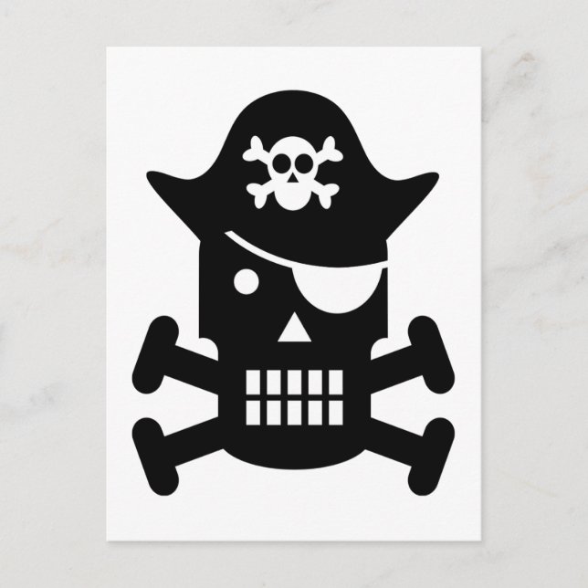 Postal Silueta pirata Robot Skull y Crossbone (Anverso)