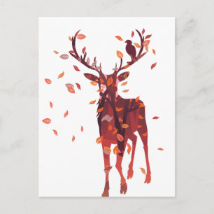Postal Silueta Stag con bosque 2