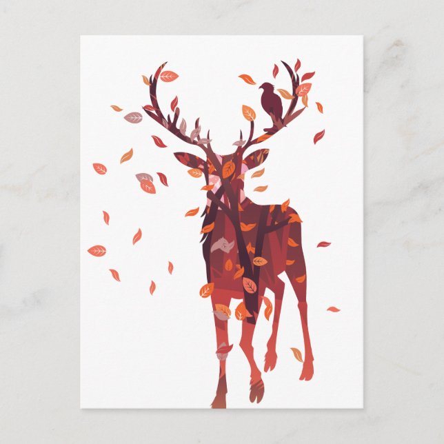 Postal Silueta Stag con bosque 2 (Anverso)
