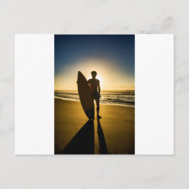 Postal Silueta surfista al amanecer
