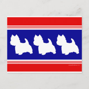 Postal Silueta Westie Roja y Azul