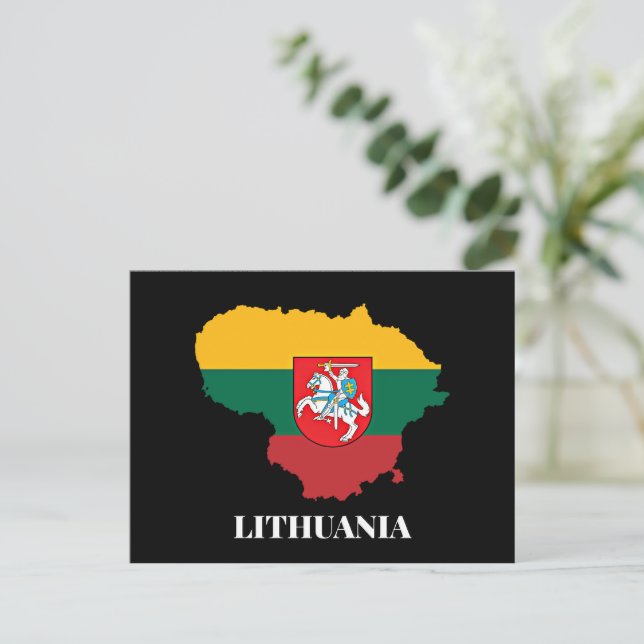 Postal Silueta y bandera de Lituania (Anverso de pie)