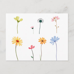 Postal Siluetas de flores minimalistas en acuarela