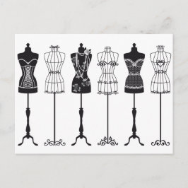 Postal Siluetas de mannequinas de moda vintage