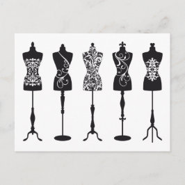 Postal Siluetas de mannequinas de moda vintage