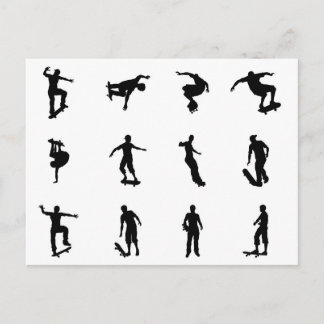 Postal Siluetas de patinaje sobre patinaje