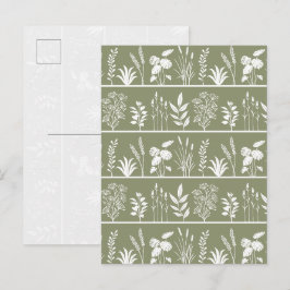 Postal Siluetas de plantas de olivo verde lindas