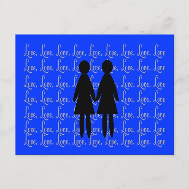 Postal siluetas lesbianas "LOVE" (Anverso)