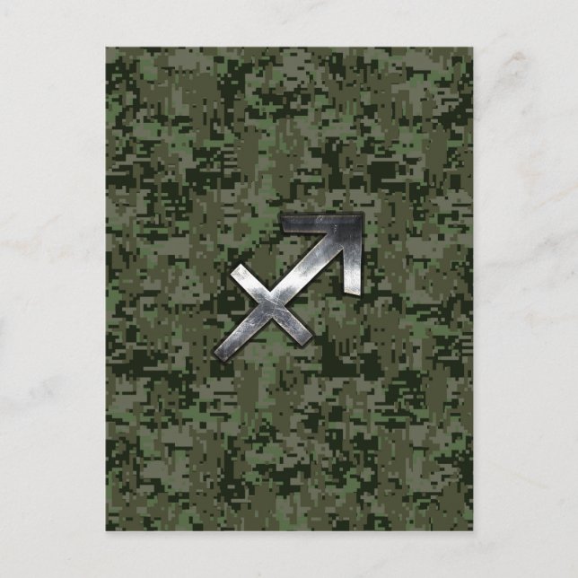 Postal Silver Sagittarius Zodiac Woodland Camo Digital (Anverso)