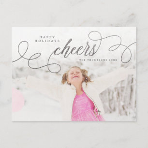 Postal Silver Script Happy Holidays Personalizado Photo P
