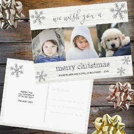 Postal Silver Snowflake 3 Foto Feliz Navidad