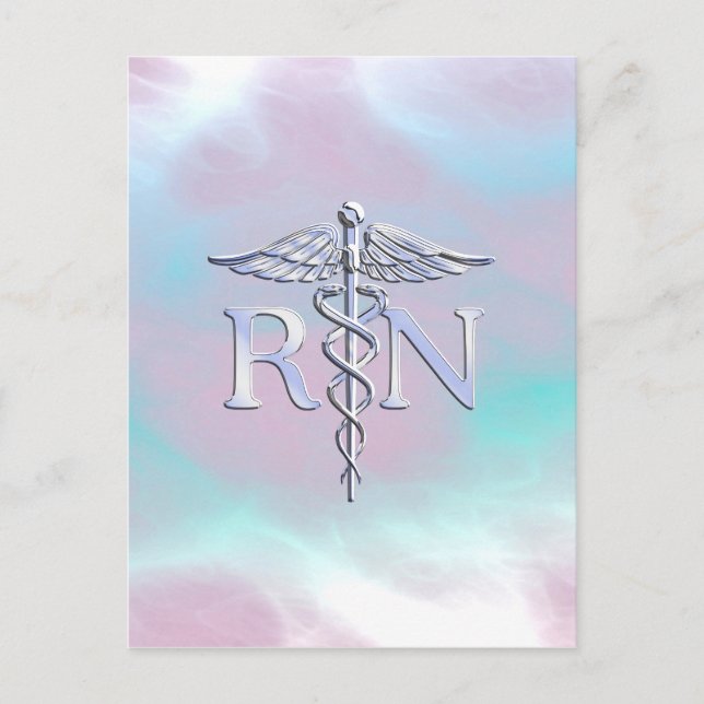 Postal Silver Style RN Caduceus Medical Mother Pearl (Anverso)