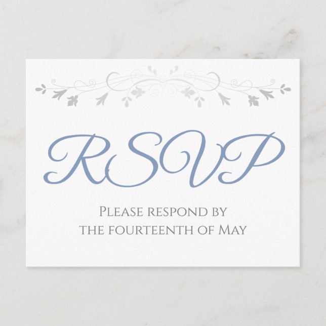 Postal Silver y Blue Gray Simple Elegance Wedding RSVP (Anverso)