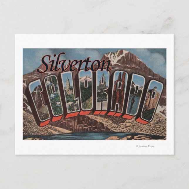 Postal Silverton, Colorado - Escenas de letras grandes (Anverso)