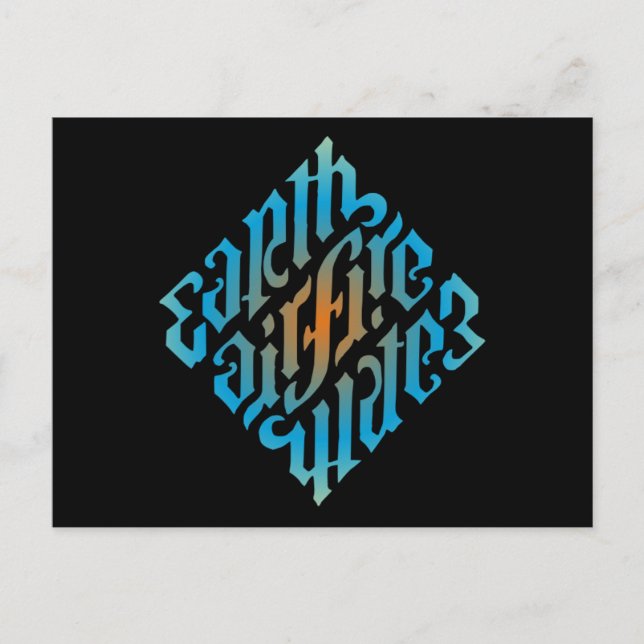 Postal Símbolo azul de elementos de Illuminati (Anverso)