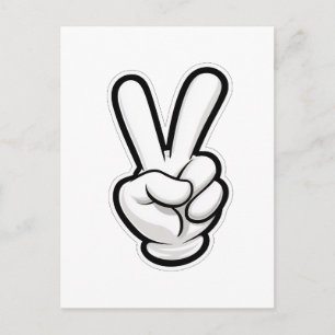 Postal Símbolo clásico del icono de la mano de la paz