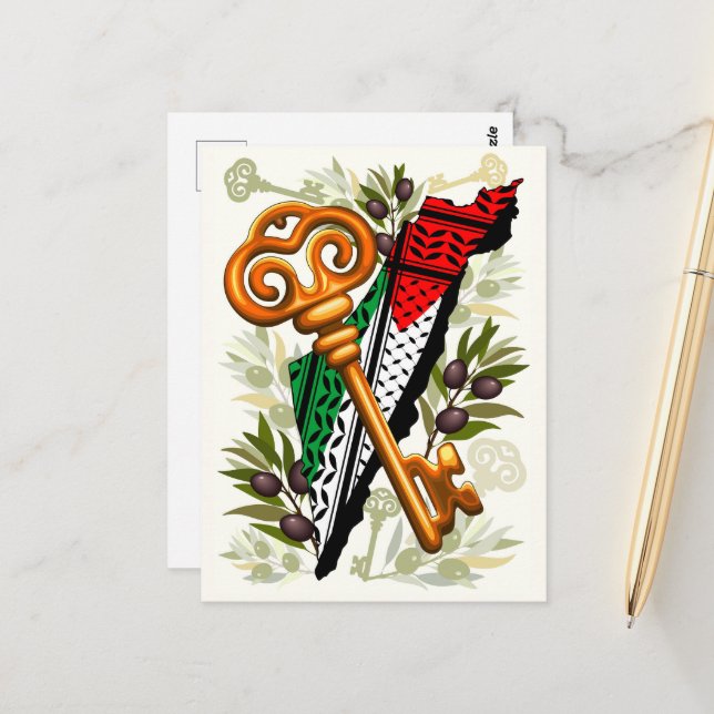 Postal Símbolo clave palestino del derecho de retorno (Anverso/Reverso In Situ)