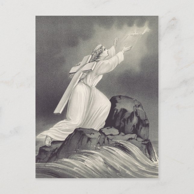 Postal Símbolo cristiano de la cruz y la corona (Anverso)