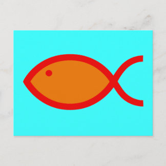 Postal Símbolo cristiano de pescado - ¡LOUD! Naranja y ro