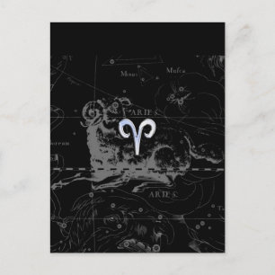 Postal Símbolo cromado como Aries Zodiac en Hevelius 1690