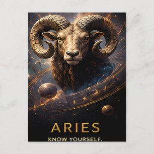 Postal Símbolo de astrología celestial del carnero del zo