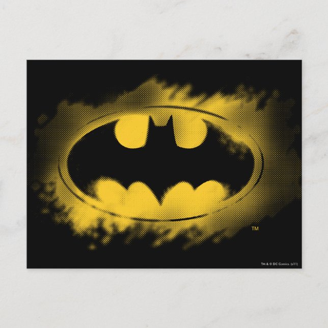 Postal Símbolo de Batman | Logotipo negro y amarillo (Anverso)