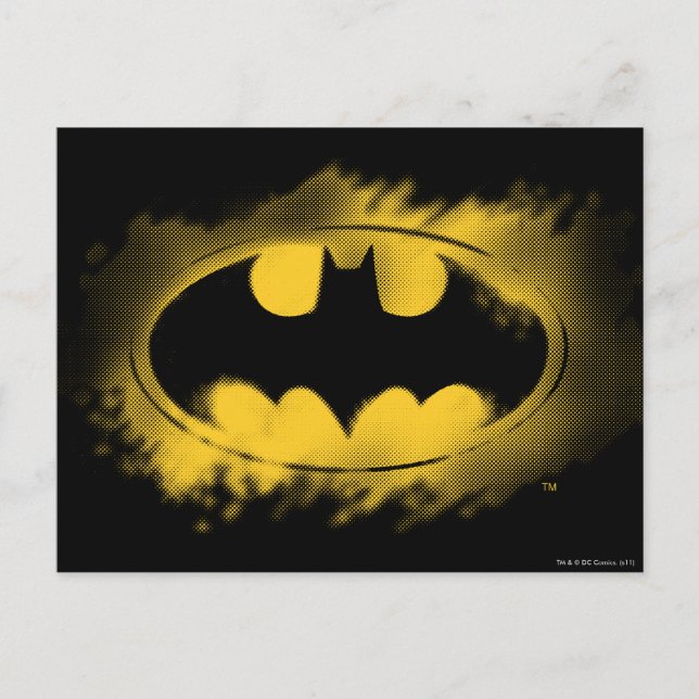Postal Símbolo de Batman | Logotipo negro y amarillo (Anverso)