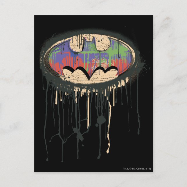 Postal Símbolo de Batman | Logotipo Verde Púrpura (Anverso)