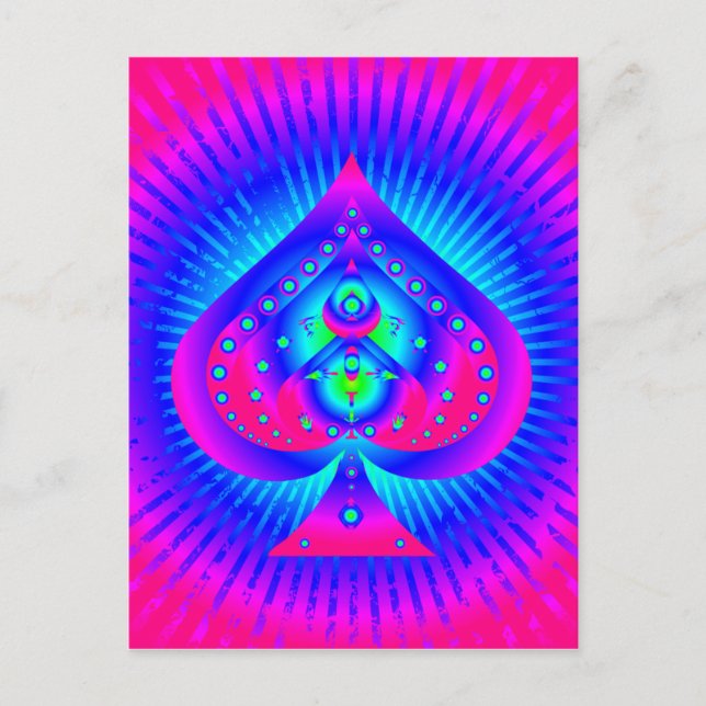 Postal Símbolo de espadas coloridas (Anverso)