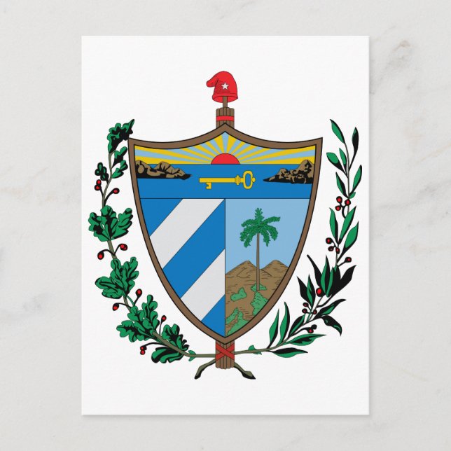 Postal Símbolo de heralgia de escudo de armas de Cuba ofi (Anverso)
